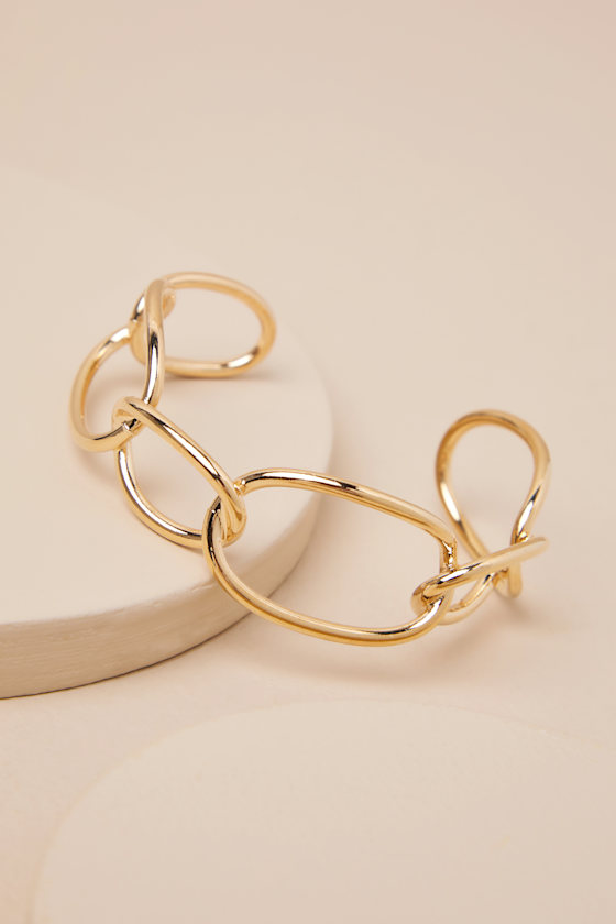 Lulus Eugina Gold Link Cuff Bracelet In Gold