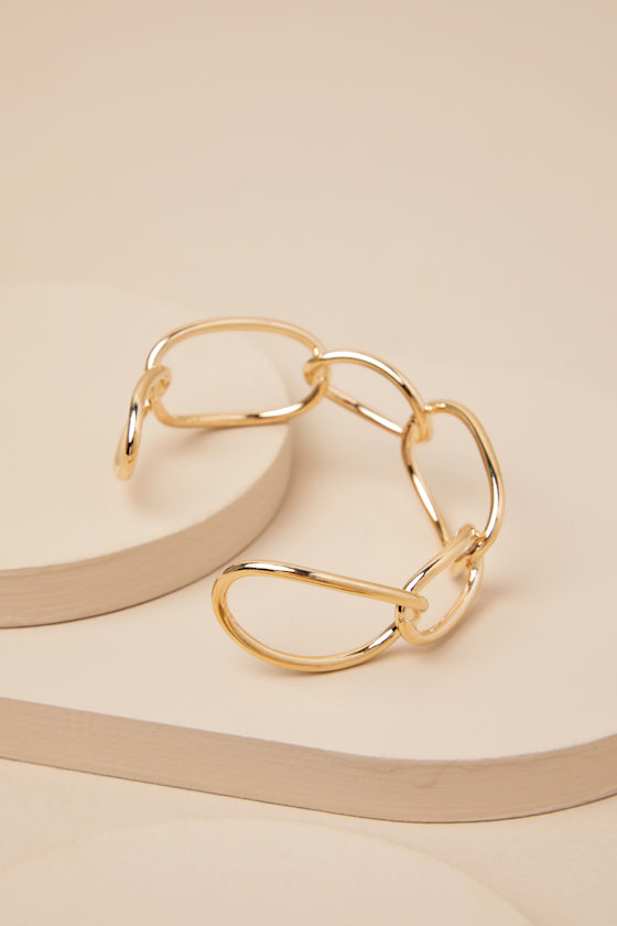 Lulus Eugina Gold Link Cuff Bracelet In Gold