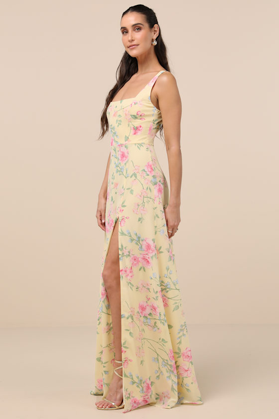Shop Lulus Remarkable Arrival Yellow Multi Floral Sleeveless Maxi Dress
