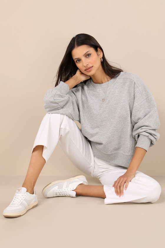 Lulus Darby Heather Grey Pullover Sweatshirt In Heather Grey