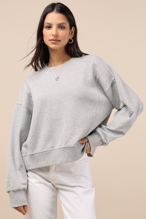 Lulus Darby Heather Grey Pullover Sweatshirt In Heather Grey
