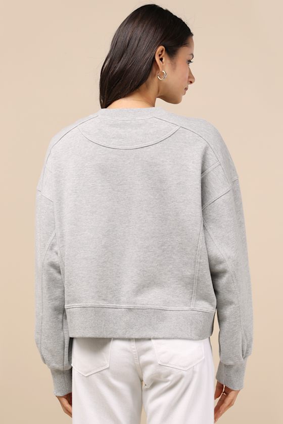 Lulus Darby Heather Grey Pullover Sweatshirt In Heather Grey