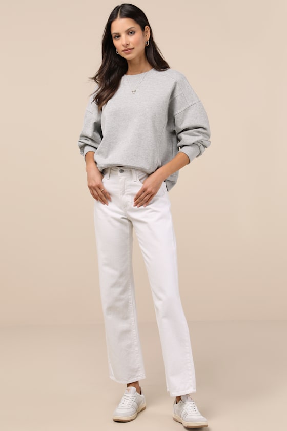 Lulus Darby Heather Grey Pullover Sweatshirt In Heather Grey