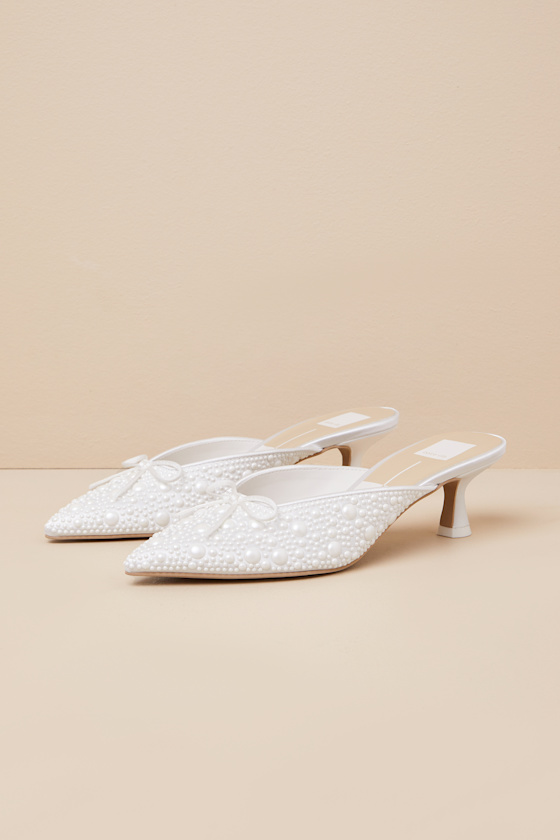 Dolce Vita Camile Wide Heels White Floral Eyelet In White