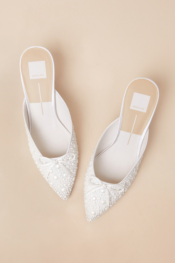 Dolce Vita Camile Wide Heels White Floral Eyelet In White