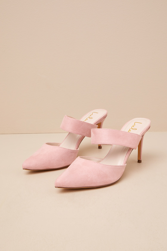 Faire Dusty Rose Suede Pointed-Toe Mules 2