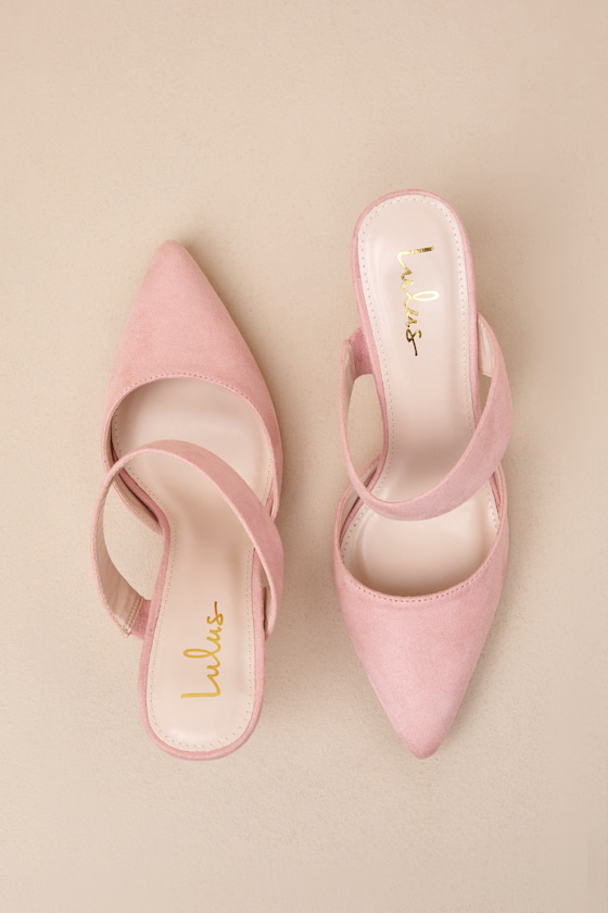 Faire Dusty Rose Suede Pointed-Toe Mules 3
