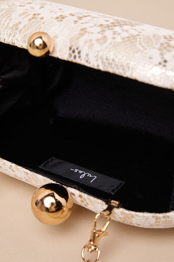Shop Lulus Dorrian Ivory Lace Hard Case Clutch