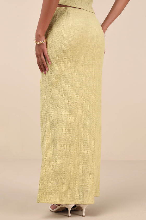 Lulus Fania Lime Textured Knit Maxi Skirt In Green