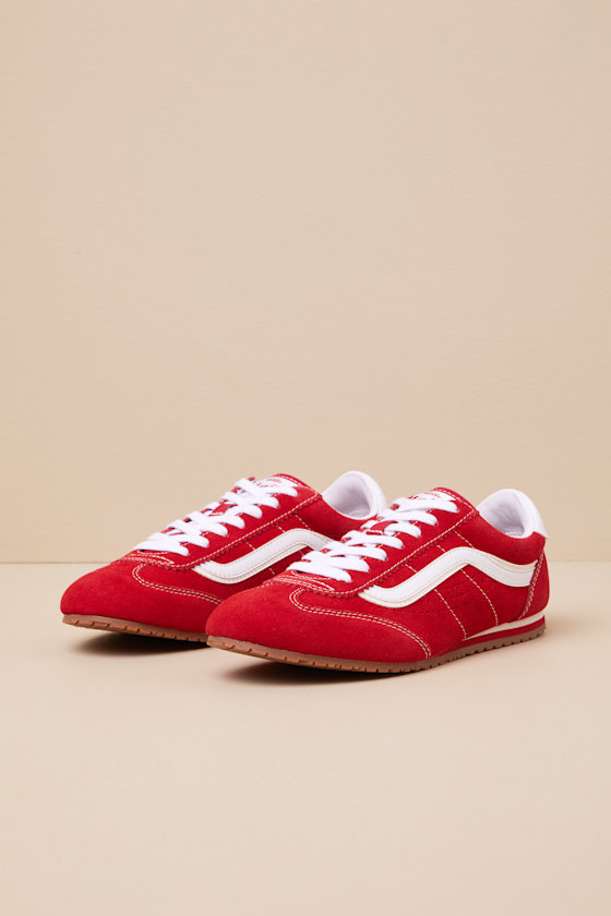 Super Lowpro Racing Red Suede Leather Sneakers