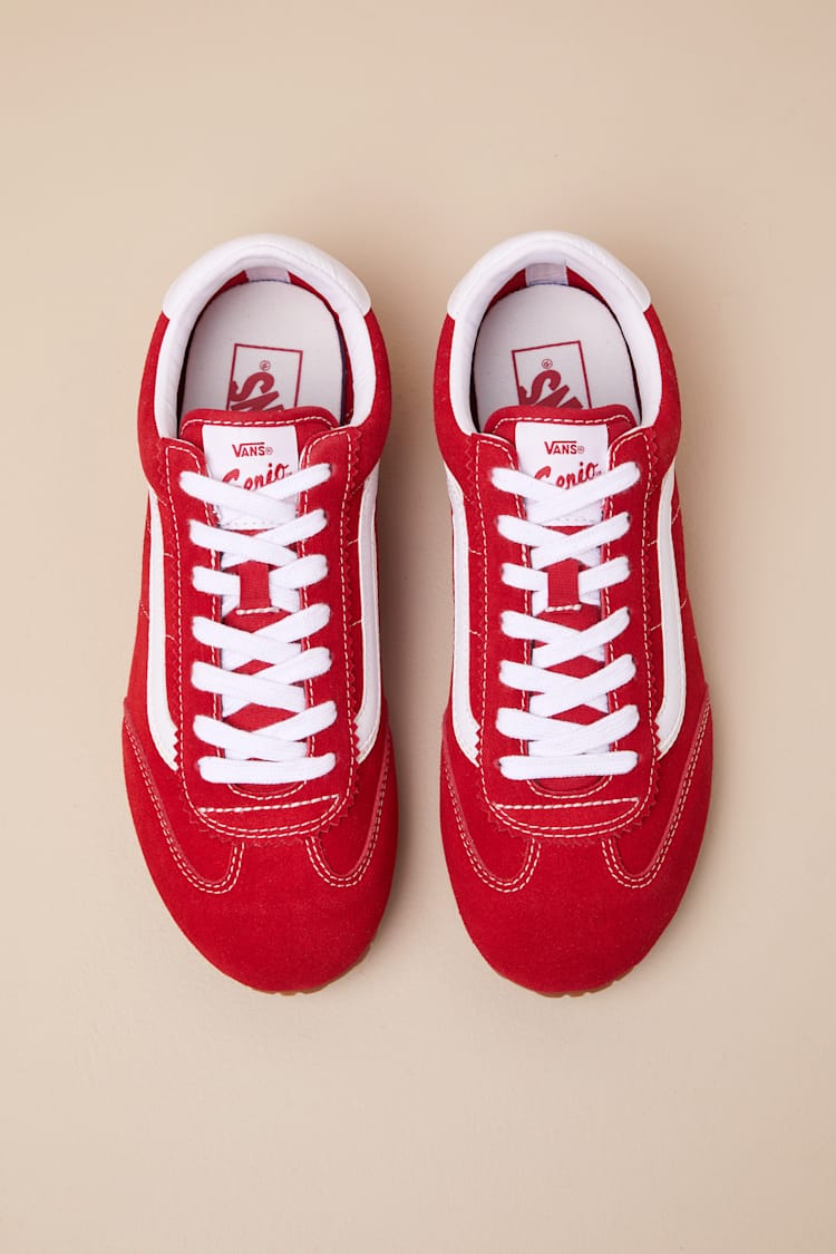 Super Lowpro Racing Red Suede Leather Sneakers