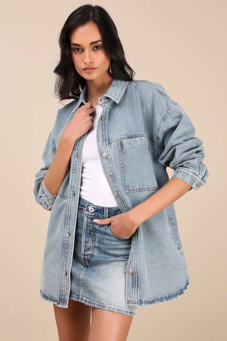 Callahan Light Wash Denim Oversized Shacket