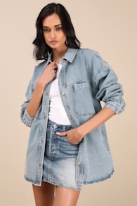 Callahan Light Wash Denim Oversized Shacket