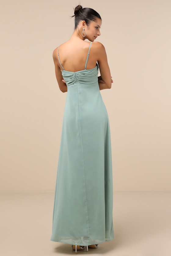 Lulus Jelena Sage Pleated Sleeveless Maxi Dress In Green
