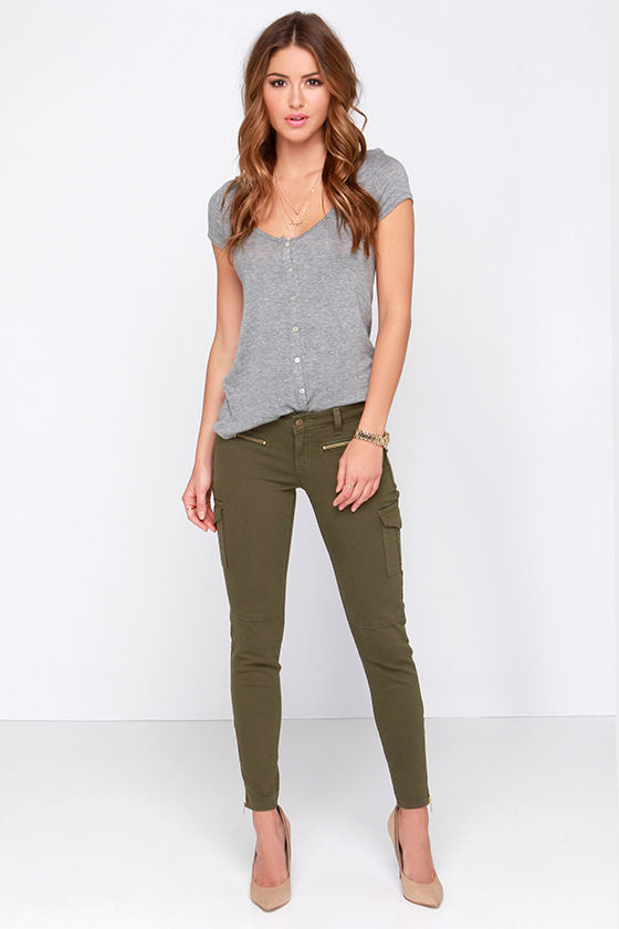olive cargo skinny jeans