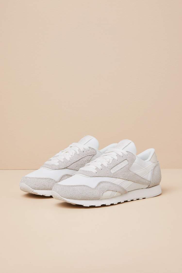 Classic Nylon Sand and Chalk Suede Leather Sneakers