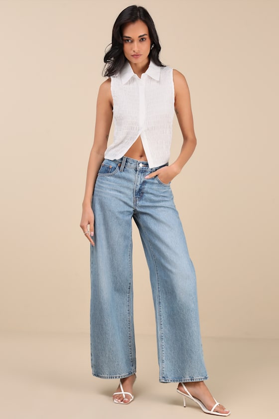 Lulus Ellema White Textured Sleeveless Collared Top In White