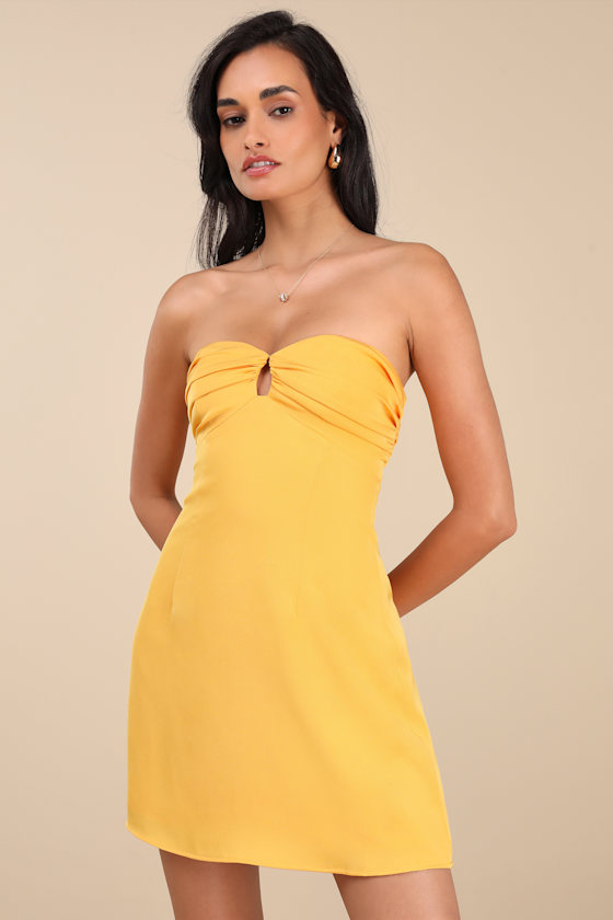 strapless open back dress Silk Faille Strapless Mini Dress with Bow Convertible Skirt