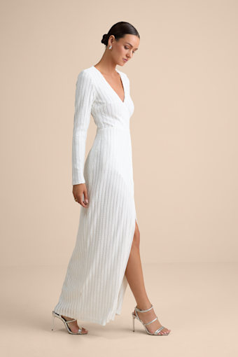 Love Lasts Forever White Sequin Long Sleeve Maxi Dress 1