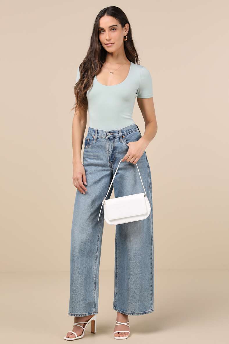 Basically Effortless Sage Green Short Sleeve Scoop Neck Top
