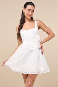 Eowyn White Tulle Bow Skater Mini Dress