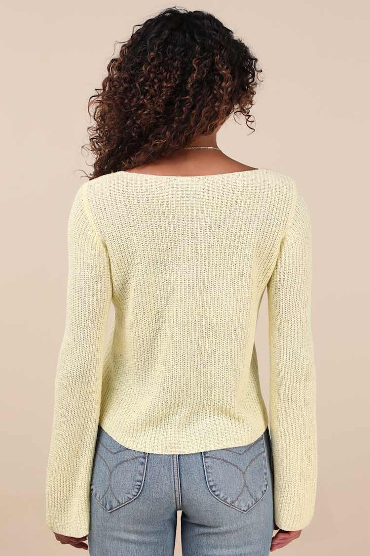 Springtime Sweetie Light Yellow Loose Knit Cardigan Sweater