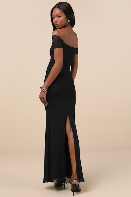 Black OTS Dress - Mermaid Maxi Dress - Short Sleeve Maxi Black OTS Dress - Mermaid Maxi Dress - Short Sleeve Maxi