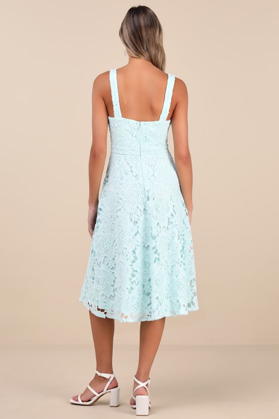 Divine Beauty Light Blue Lace Midi Dress With Pockets 2