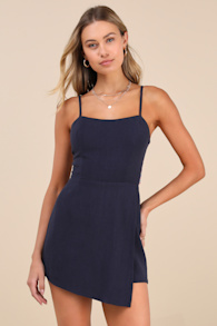 Significant Sweetie Navy Blue Tie-Back Skort Romper 1