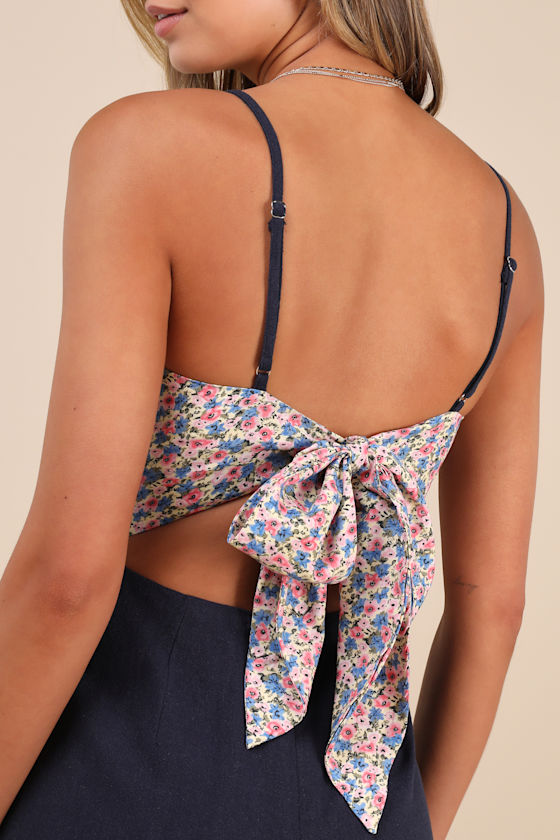 Lulus Significant Sweetie Navy Blue Tie-back Skort Romper In Navy Blue
