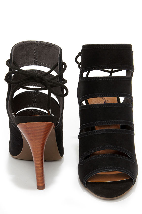 Cute Black Heels - Suede Heels - Shootie Heels - $121.00