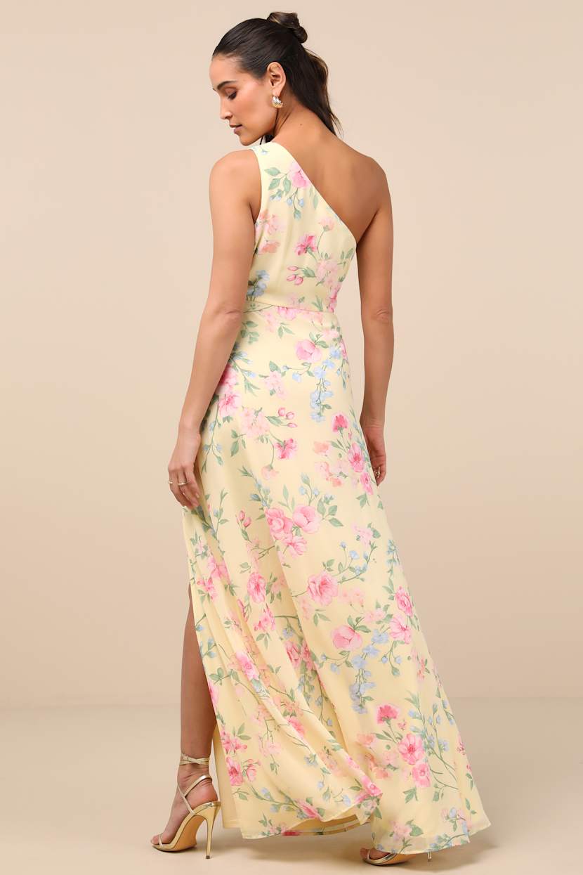 Yellow Floral Maxi Dress - One-Shoulder Dress - Chiffon Dress - Lulus Yellow Floral Maxi Dress - One-Shoulder Dress - Chiffon Dress - Lulus