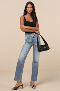 Sundaze Light Wash Denim High-Rise Straight Leg Jeans