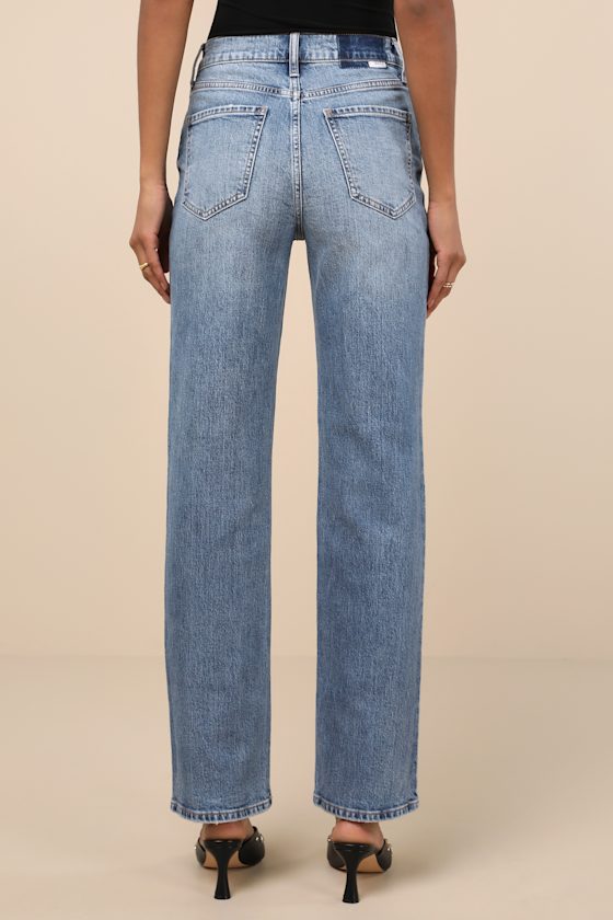 DAZE DENIM SUNDAZE LIGHT WASH DENIM HIGH-RISE STRAIGHT LEG JEANS 