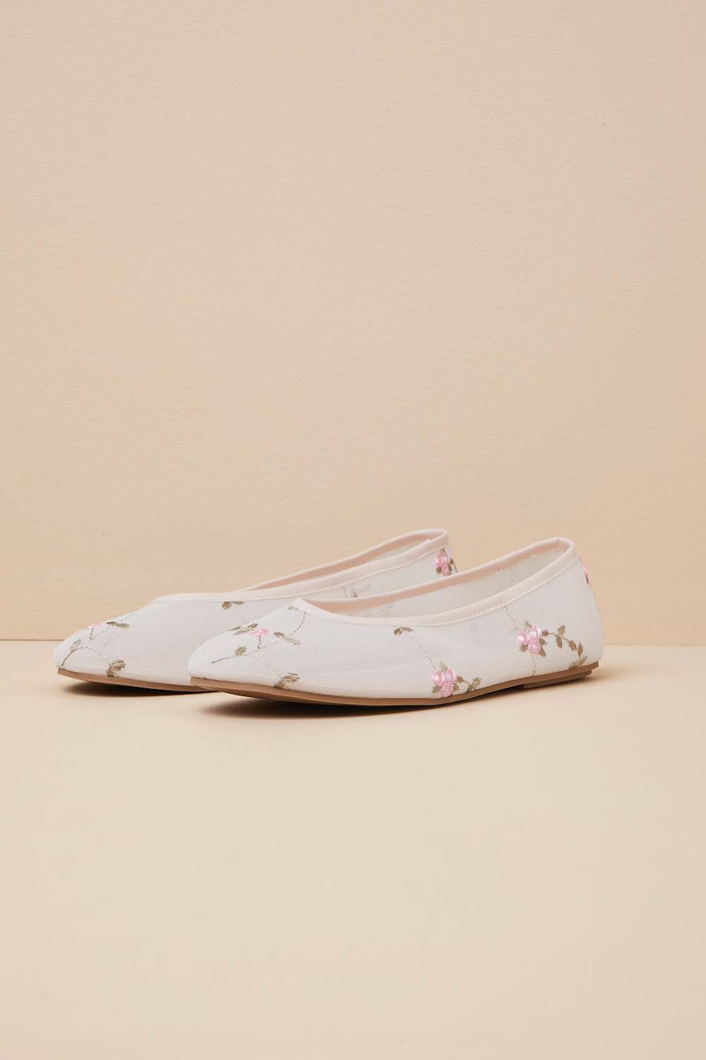 Idony Light Nude Floral Mesh Ballet Flats