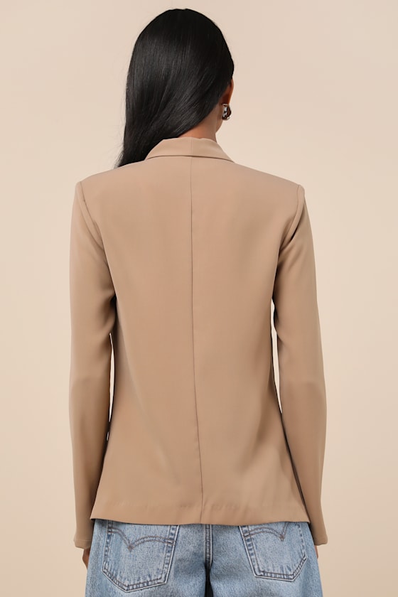 Lulus Miss Punctuality Beige Lightweight Blazer In Beige