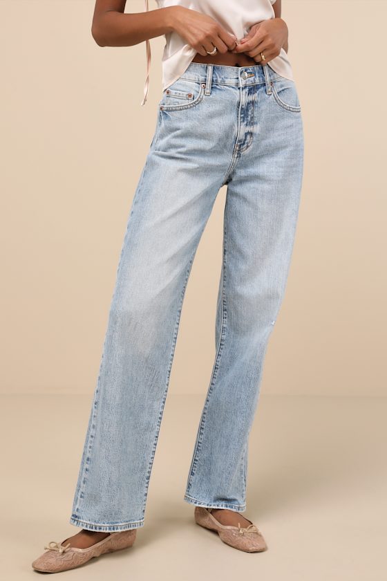 Daze Denim 1999 Light Wash Denim Baggy High-rise Jeans In Blue