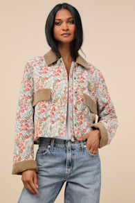 Morrina Beige Multi Floral Jacquard Barn Jacket 5