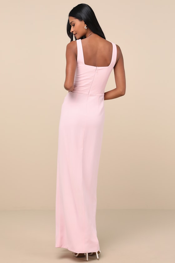 Ruched L S Ankle Dress Pink