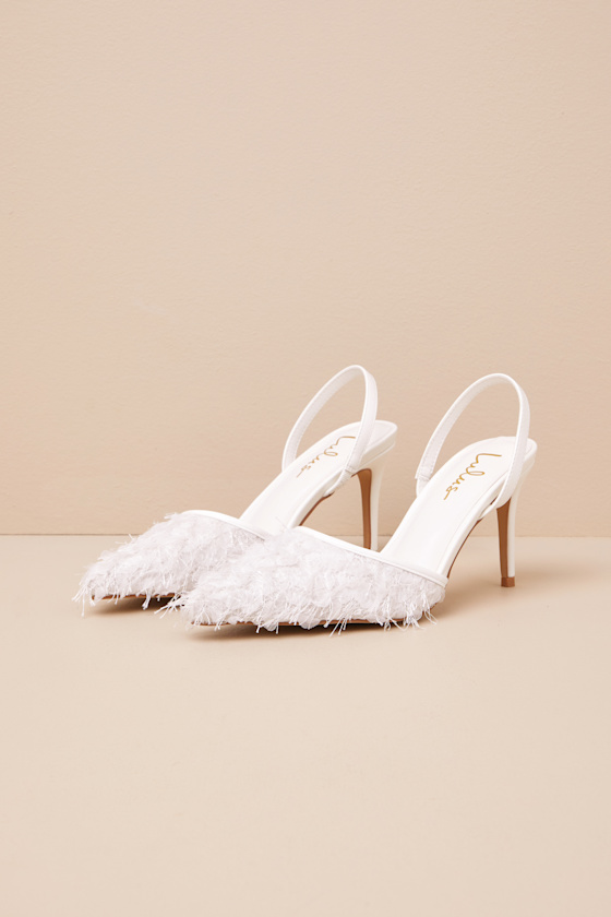 Lulus Marybella White Textured Slingback Pumps In White