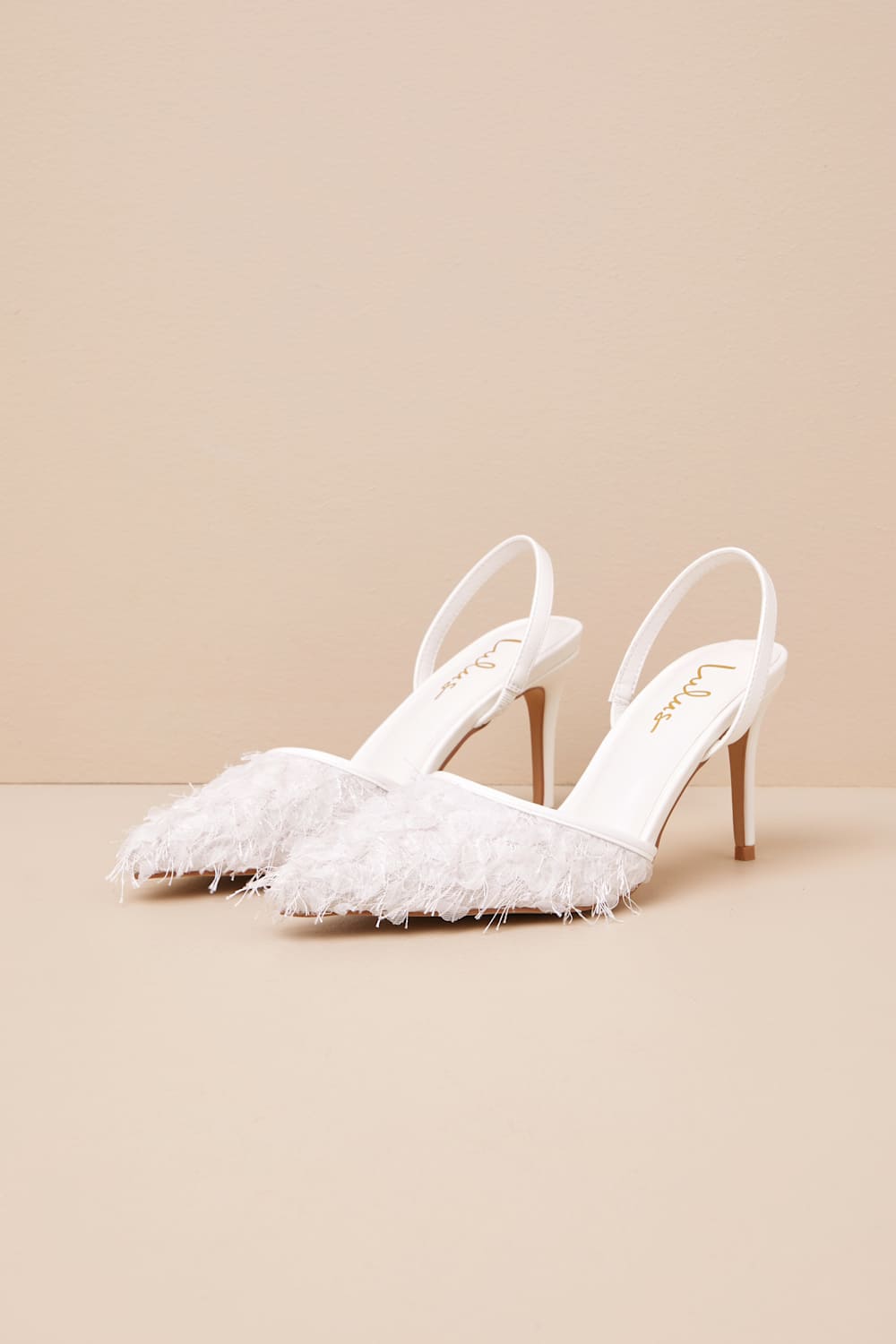 Marybella White Textured Slingback Pumps