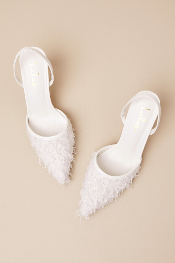 Lulus Marybella White Textured Slingback Pumps In White