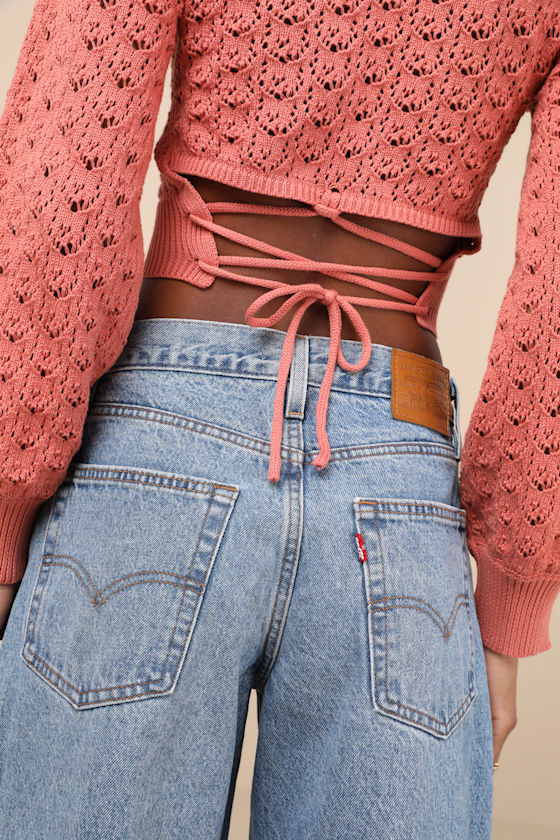 Lulus Always All Mine Dusty Rose Lace-up Cropped Pointelle Sweater In Dusty Rose