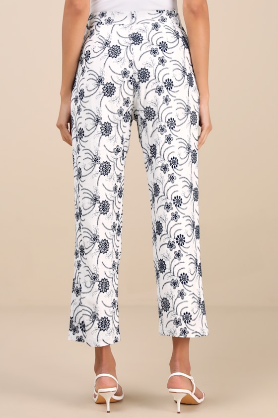 Lulus Auroria White Embroidered High-rise Cropped Pants In White