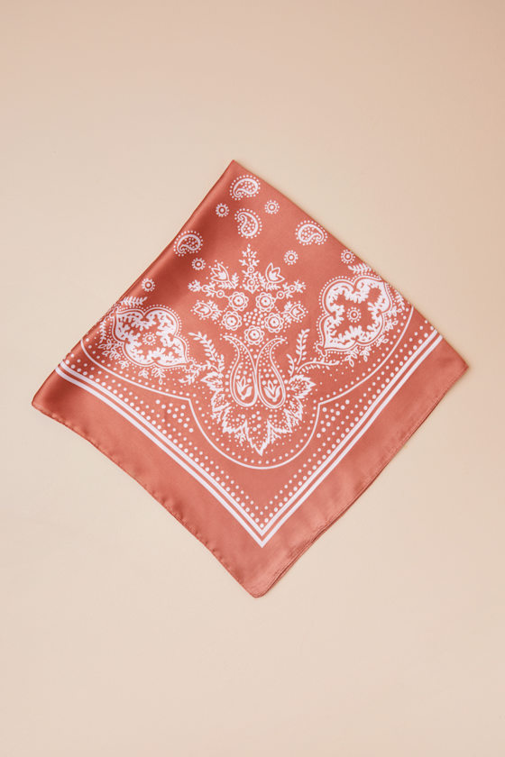 Classic Addition Brown Bandana Print Satin Scarf 4