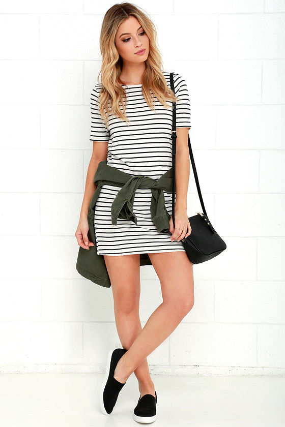 Law Bender Black and Ivory Striped Dress 2