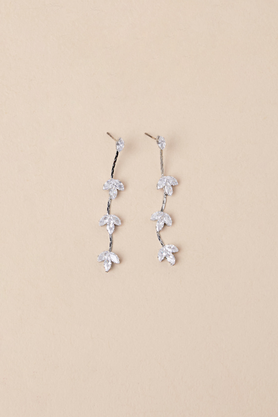 Lulus Ksena Silver Rhinestone Drop Earrings In Silver