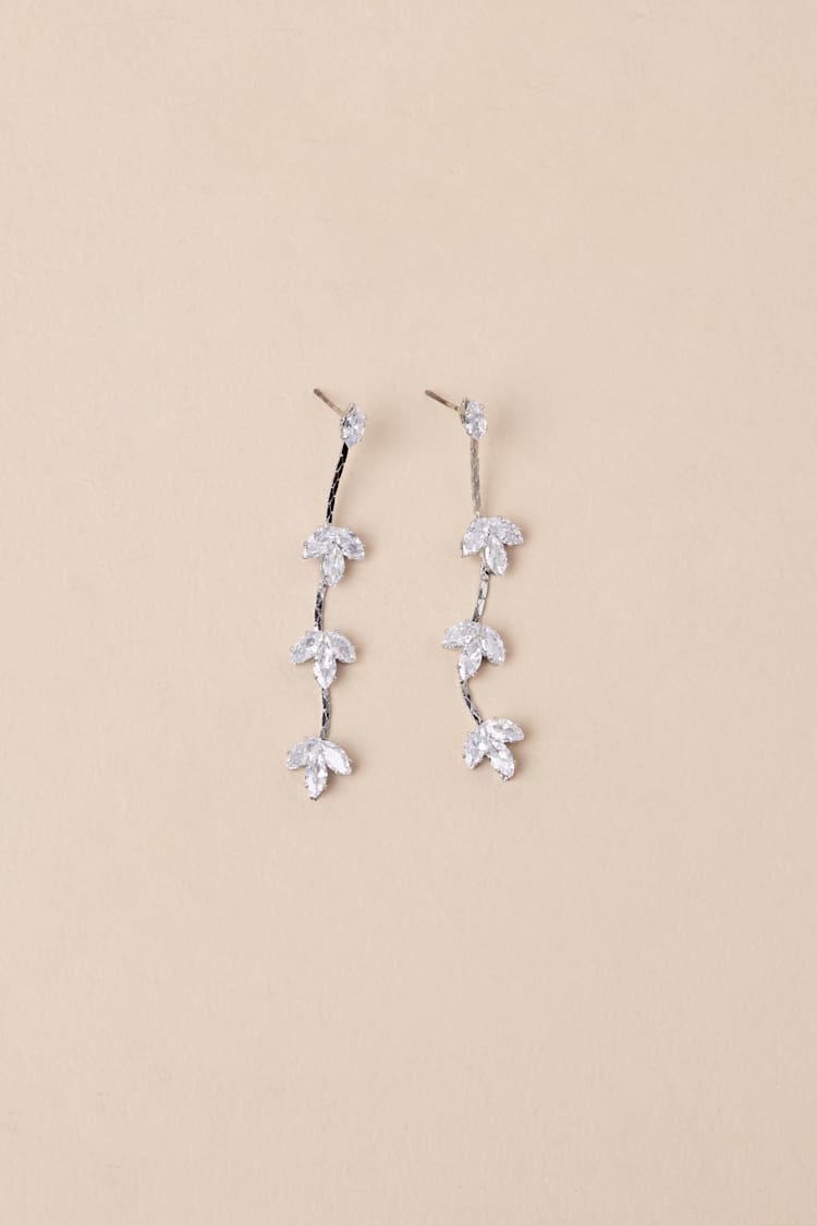 Ksena Silver Rhinestone Drop Earrings