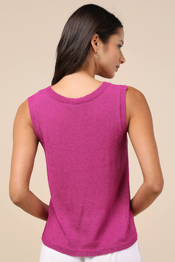 Lulus Clean Aesthetic Magenta Sweater Knit Tank Top In Magenta