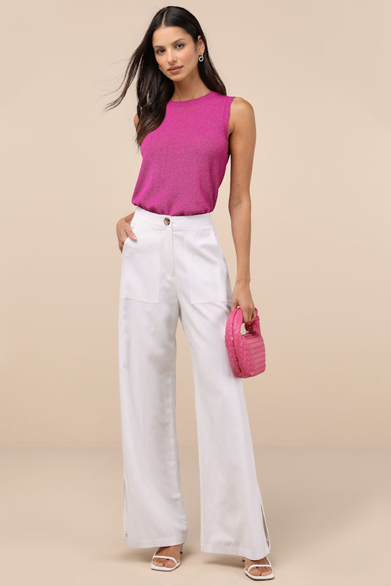 Lulus Clean Aesthetic Magenta Sweater Knit Tank Top In Magenta